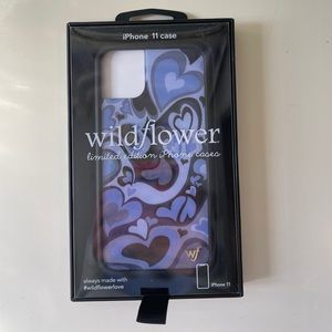iPhone 11 blue heart wild flower case.